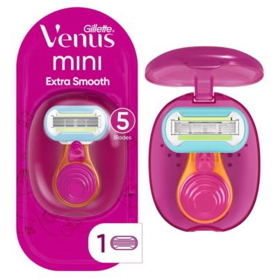 On The Go Women's Razors, 5 Bladed Razor Handle + 1 Blade Refill + 1 Travel Case