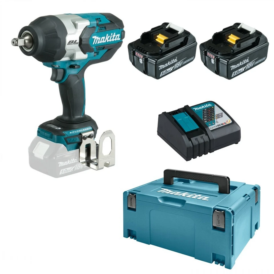 Makita Akku Schlagschrauber DTW1002RTJ 18 V + 2x Akku 5,0 Ah + DC18RC + Makpac