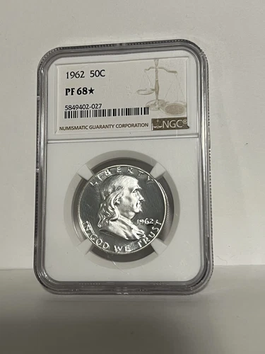 1962 50C FRANKLIN SILVER PROOF HALF DOLLAR KM# 199 NGC PR 68* A6691