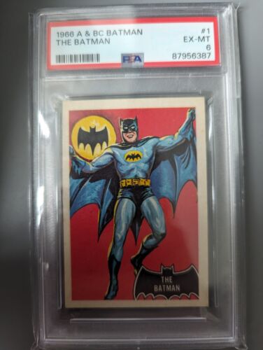 Rare A&BC 1966 Batman PSA 6 Pink Back Card NO. 1 The Batman rookie Card.  - Foto 1 di 7