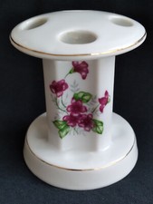 Vintage Floral Ceramic / Porcelain Pedestal Four Toothbrush Holder
