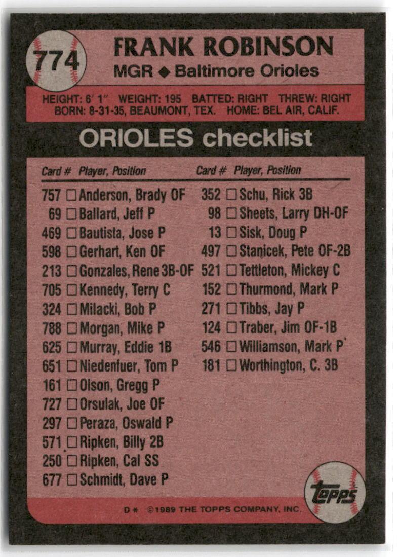 Frank Robinson 1989 Topps #774 - K8071 | eBay