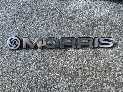 VINTAGE MORRIS CAR BADGE EMBLEM SCRIPT LOGO ORIGINAL CHROME METAL