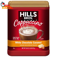 Hills Bros. Instant Cappuccino Mix, White Chocolate Caramel 16 Oz, Pack of 1   