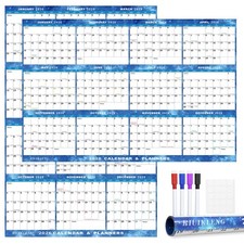 24" x 36" 2026 Wall Calendar Erasable Wet Dry Erase Large Laminated Planner
