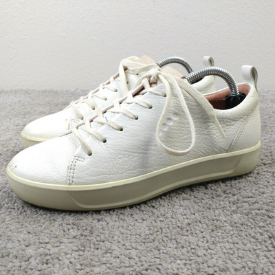 Ecco Soft 8 Lace Up Sneakers Womens Size 5 Wide Width Shoes Beige Leather Low 
