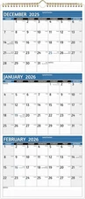 2026 Wall Calendar - 3 Month 2026 Vertical, Jan 2026 - Dec Blue 