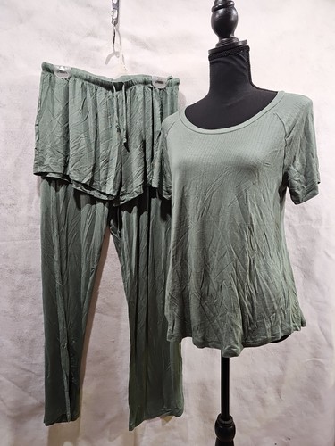 Nuevo sin etiquetas Conjunto de ropa de salón de 3 piezas Honeydew verde oliva talla pequeña - Imagen 1 de 7