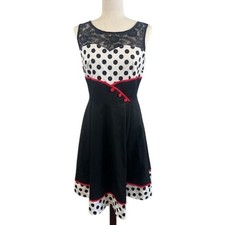 Bb Online Swing Dress Women's Size Large 1950s Retro Y2K Polka Dot Style