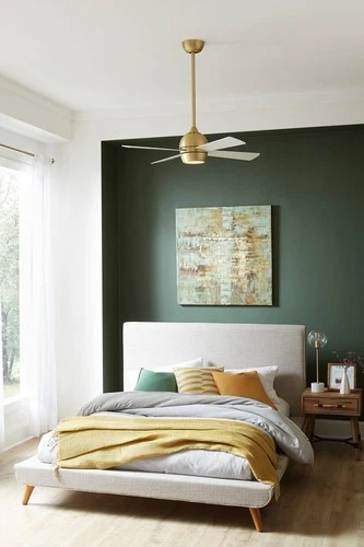 44" Fanimation Kwad Brushed Satin Brass LED Ceiling Fan with Remote - Picture 9 of 10