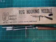 vintage Montell Designs rug hooking needle in original box
