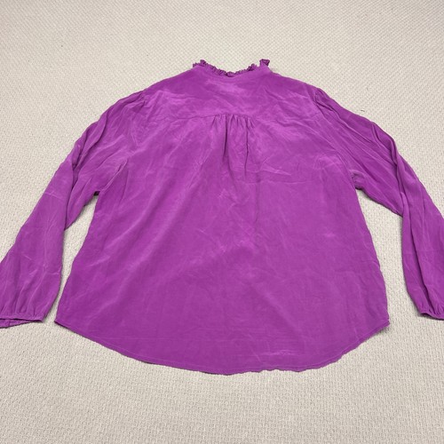 J Crew Seidenbluse Damen XL rosa magenta Rüschen Puffärmel Oberteil Bauer - Bild 2 von 7