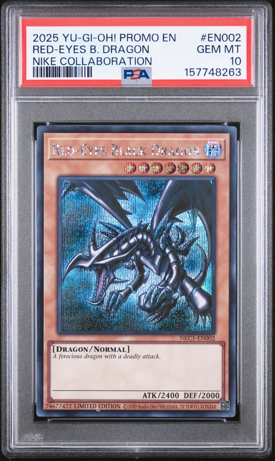 2025 YU-GI-OH! NIKE COLLABORATION PROMO #EN002 RED-EYES BLACK DRAGON PSA 10