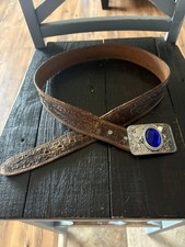 WesternBelt :TooledLeather VintageBelt CowgirlStyle,FestivalStyle,SilverBuckle