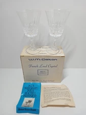 Vintage W. M. Dalton French Lead Crystal Wine Goblets Glasses, Set Of 2 in box