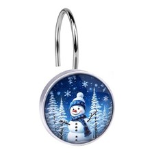 12 Pcs Christmas Forest Snowman Shower Curtain Hooks, Rust Proof Glass Color-4