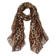 Women Leopard Print Silk Feel Neck Scarf Bandana Shawl Rave Scarves
