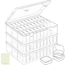 DILIBRA Bead Organizer Box, 93Pcs Small Storage 3 Pack 90 Pcs, Clear