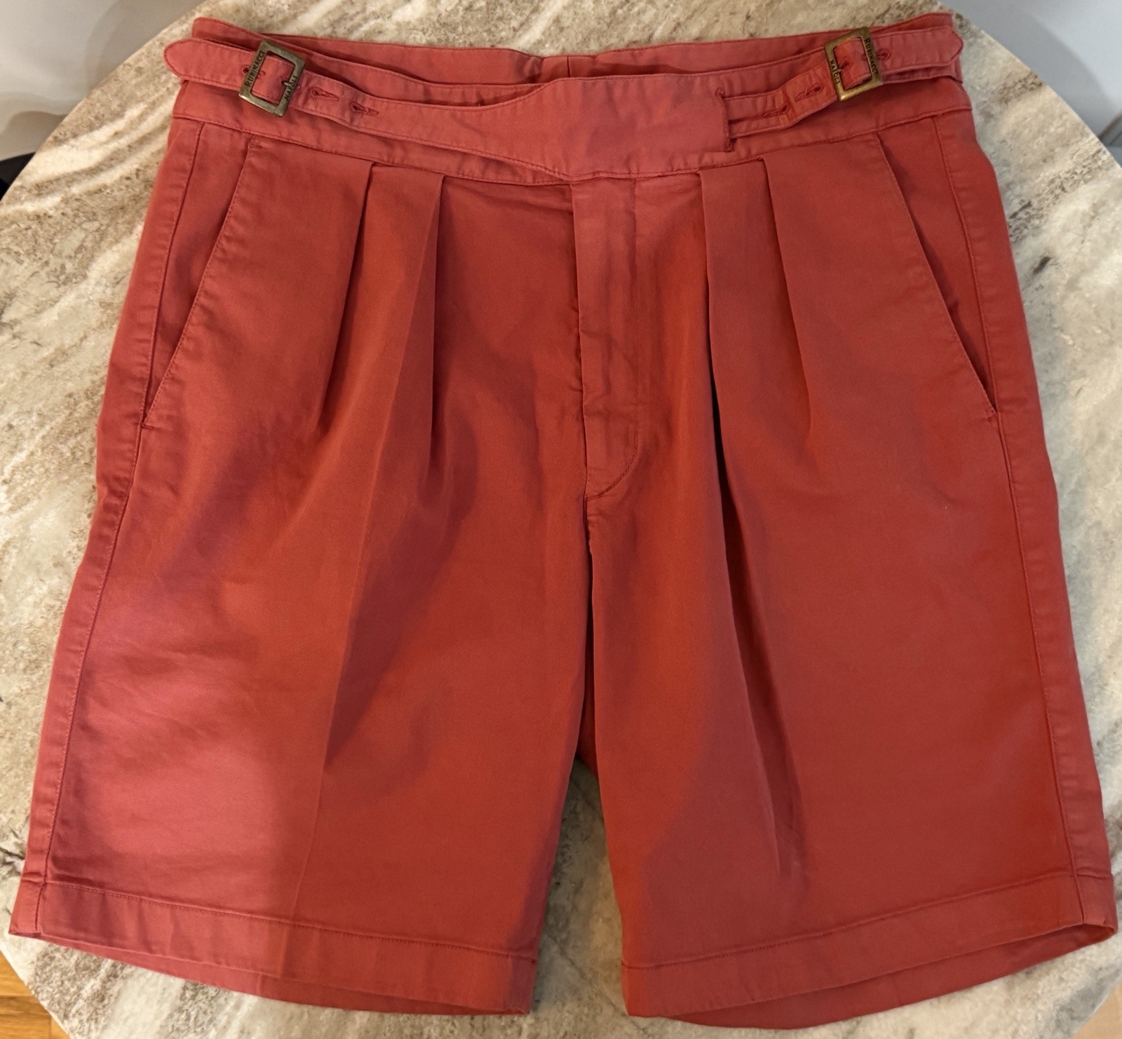RUBINACCI NAPOLI GURKHA SHORTS RED TODD COTTON MANNY PLEATED $590 50/ 34 SNYDER