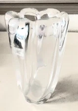 Orrefors (Sweden) Crystal Vase Signed "Expo 2444" Whirlpool 8" Mid Century VTG