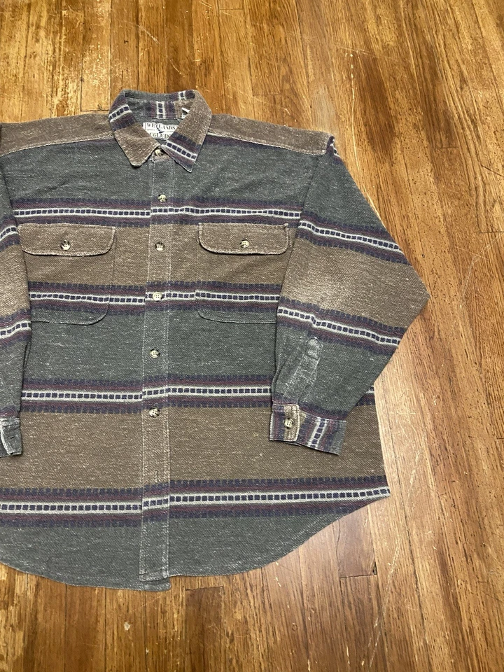 Vintage 90s Bugle Boy Outdoor Multicolor Striped Button Up Shirt Adult Large - Image 4 of 4