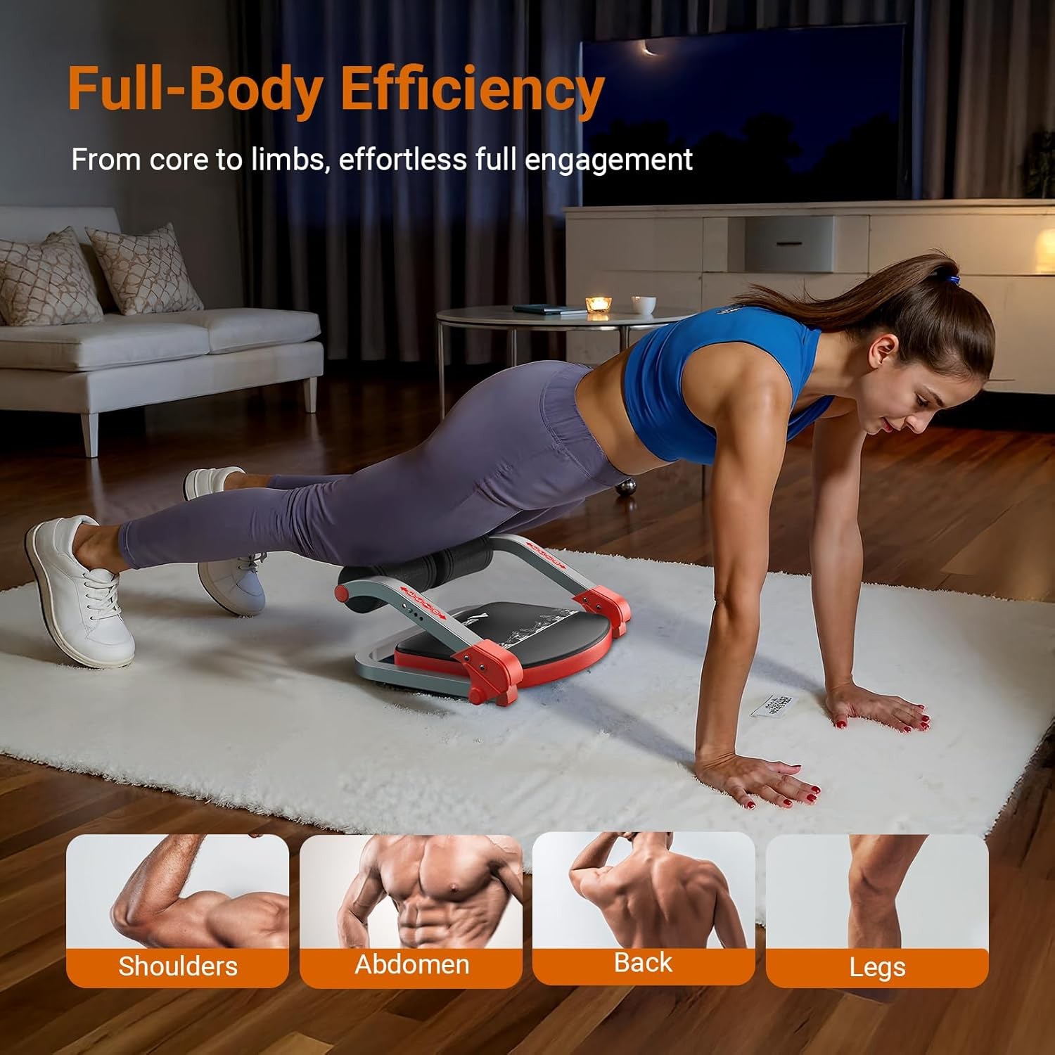 Ab Machine, Sit Up Equipment, 3 Resistance Levels, Rebound for Core Workout