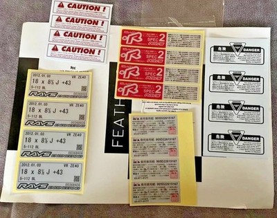 VOLK RAYS TE37 CE28 RE30 ZE40 SPEC 2 WHEELS REPLACEMENT STICKERS COMPLETE 20 PCS
