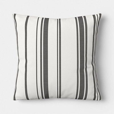 18''x18'' Woven Striped Pillow Black/Ivory - Threshold