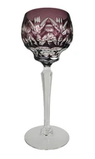 Nachtmann Purple Cut To Clear Bleikristall Crystal Hock Wine Glass 8oz Faceted