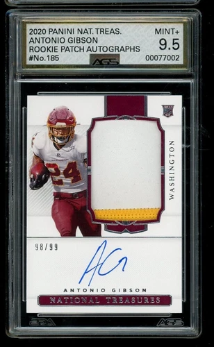 2020 Panini National Treasures Antonio Gibson #109 Rookie Patch Auto AGS 9.5