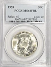 1955 FRANKLIN HALF DOLLAR ~ PCGS MS64 FBL FULL BELL LINES ~ BRIGHT WHITE!