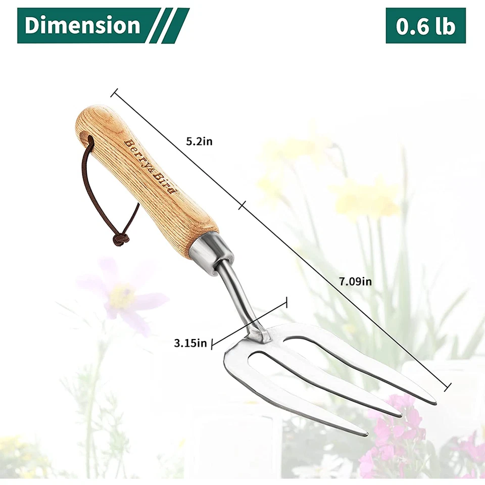 Berry&Bird Garden Hand Fork Stainless Steel Hand Weed Fork Traditional Fork Tool - Image 2 of 4
