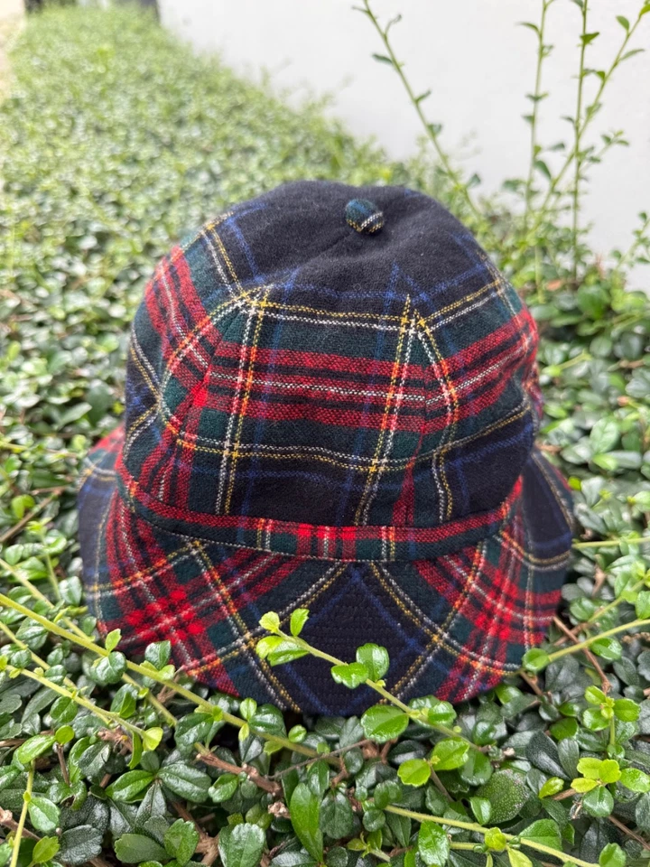 Vintage 1960s L.L. Bean Tartan Wool Bucket Hat - Quilted Winter Cap - Image 3 of 4