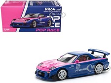 MAZDA RX-7 RE-AMEMIYA RHD BLUE 1/64 DIECAST MODEL CAR BY POP RACE PR640240