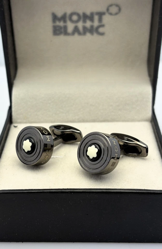 Juego de gemelos Montblanc Designer emblema negro para hombre joyería de lujo en caja Foto 3 de 4