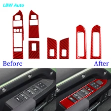 For Land Rover Defender 20-24 Red Carbon Fiber Window Lift Switch Panel Trim