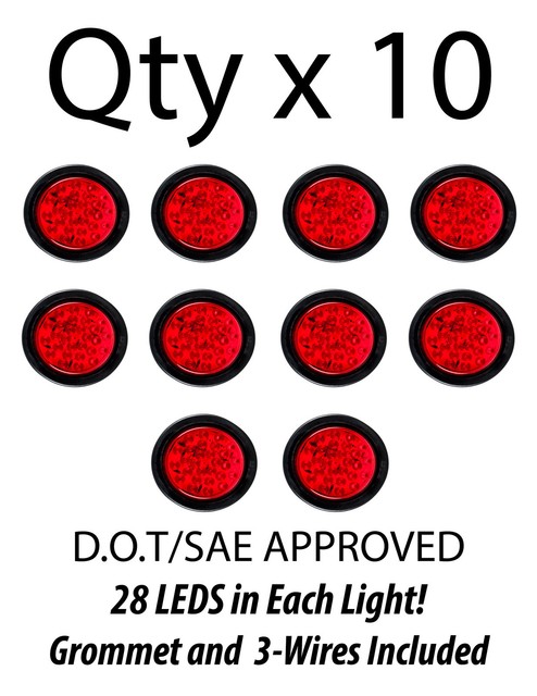 4 U0026quot Inch Red 7 Led Round Stop Turn Tail Truck Light With