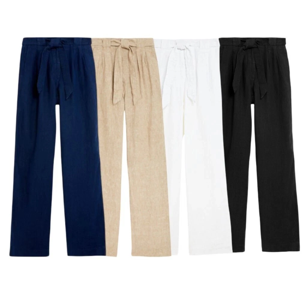 M&S Wide Linen Trouser Pure Linen Summer Holiday Belted Pocket Pant Bottom
Opens in a new window or