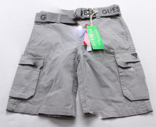 Guess Boy's Mid-Rise Logo Belted Cargo Bermuda Shorts WR4 Grey Size 7 NWT