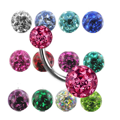 TITAN Stab Epoxy Multistrass rundum Kugel Bauchnabel Piercing Kristalle L:6-14mm