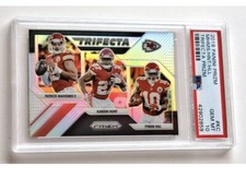 2018 Panini Prizm Patrick Mahomes II, K. Hunt, T. Hill Trifecta SB Champs PSA 10