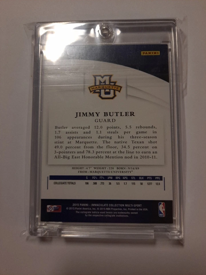 Panini Immaculate Collection Jimmy Butler 2015/5 5/5 Marquette Golden Eagles Foto 4 de 4