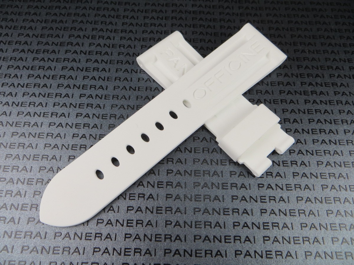 New 24mm Authentic PANERAI Rubber Strap White Diver Watch