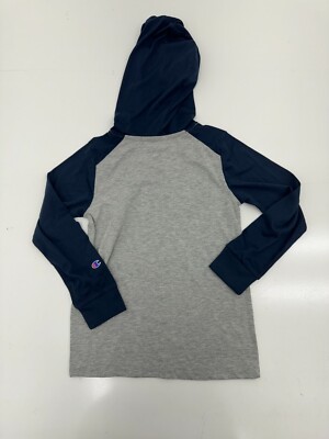 Champion Navy Blue Gray Graphic Print Pullover Hoodie Boys Size 7