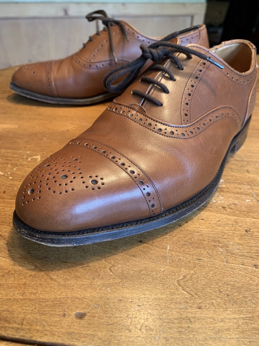 靴 Tricker's Punched Cap Toe Derby Shoes Trickers Hand Made In England Tan Cap Toe Derby's Men's 8.5