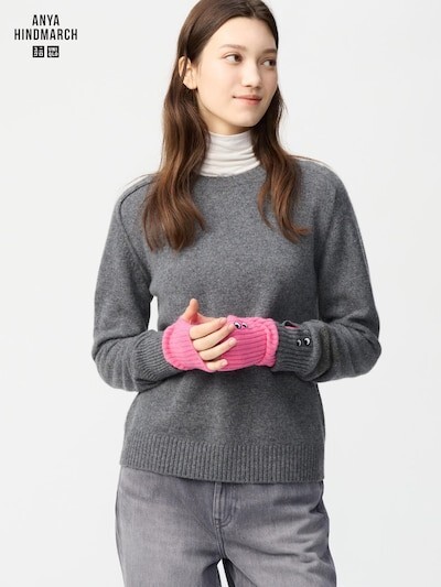 ANYA HINDMARCHグレーセーターL UNIQLO×ANYA HINDMARCH グレー ニット カシミアセーター L