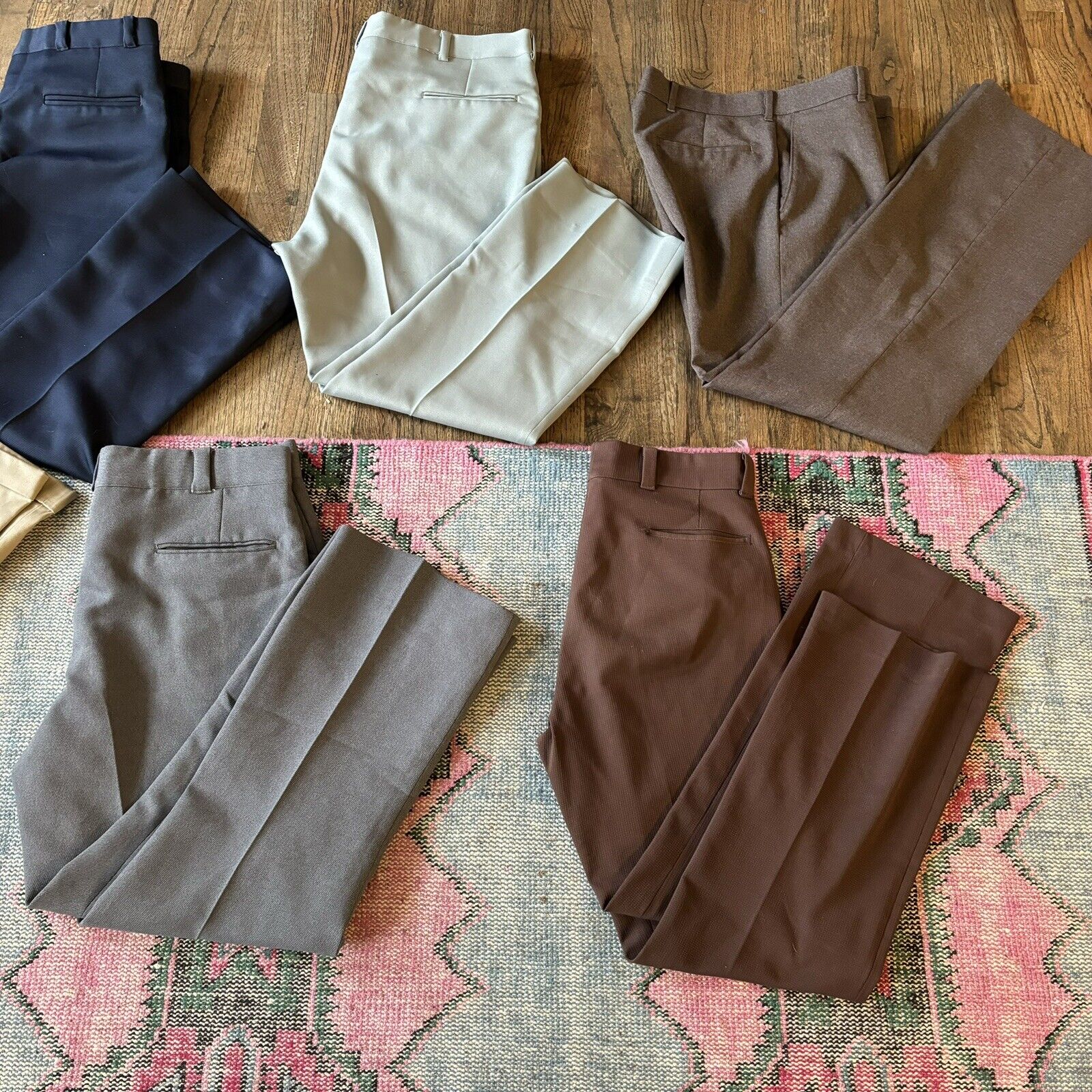 Men’s Vintage Lot Of 6 Pants Polyester And Cotton… - image 3