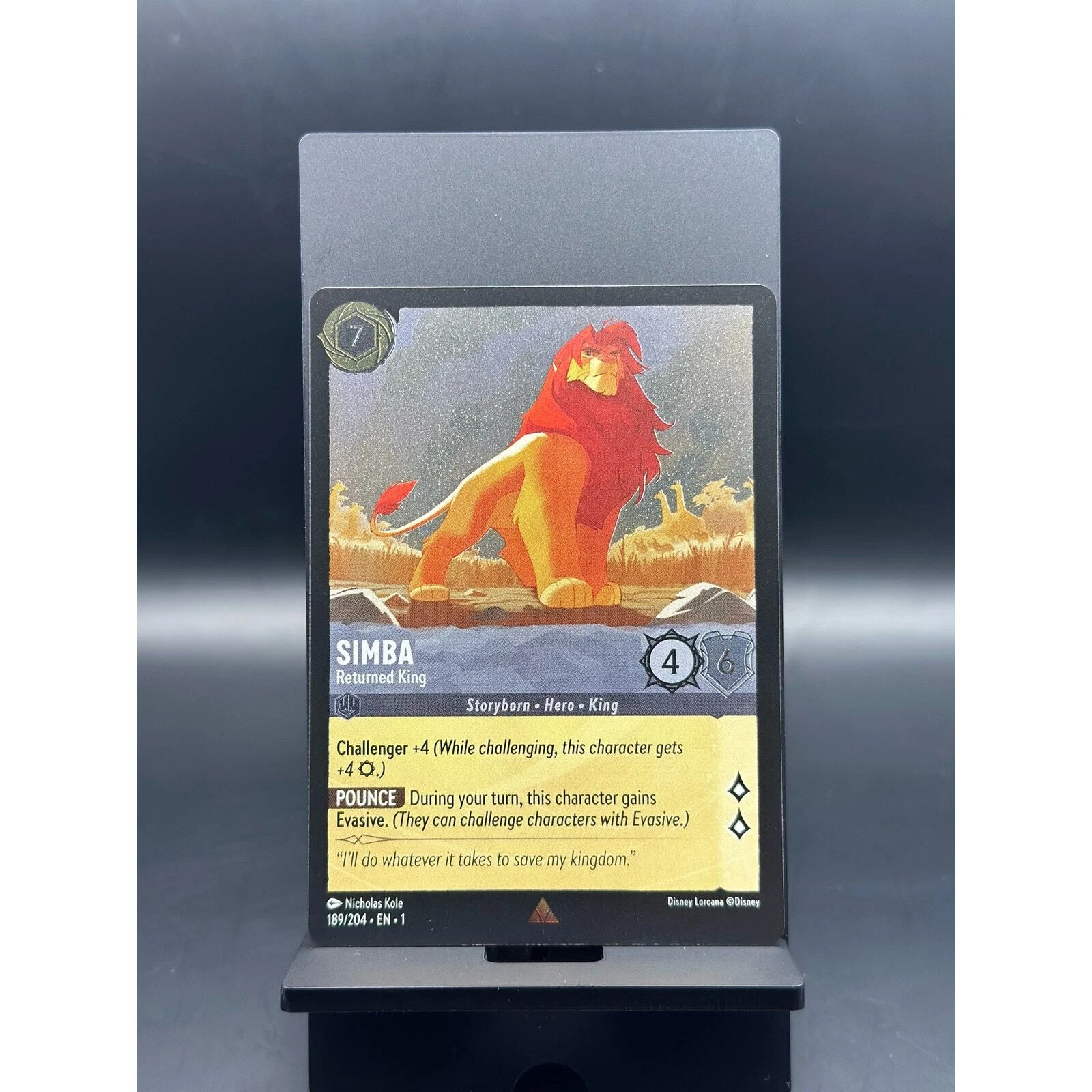 Simba - Returned King 189/204 Returned King COLD FOIL Disney Lorcana TCG (NM)