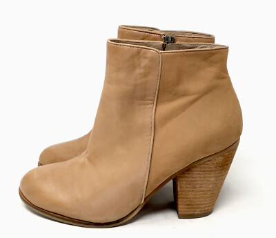 Vince Camuto Ankle Boots Tan Lambskin Nubuck Leather Heeled