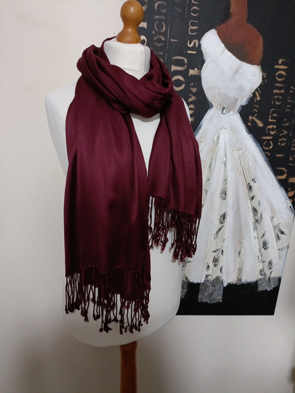 Tie Rack Luxury Deep Burgundy Red Pashmina Shawl Wrap Oversized 6 Available New eBay